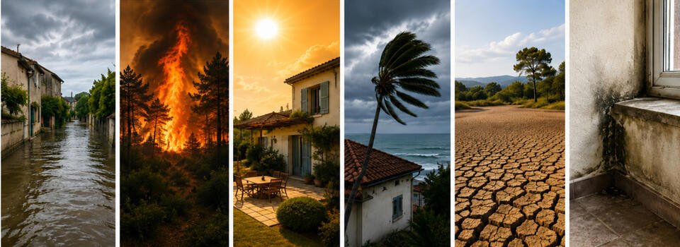 Inondation, incendie, canicule, vent, sécheresse et humidité